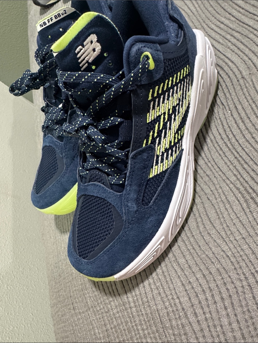 New Balance Navy & Neon Yellow Athletic Sneakers